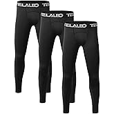 TELALEO 1/2/3/4 Pack Boys' Youth Compression Leggings Pants Tights Athletic Base Layer for Running Hockey Basketball
