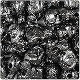 BEADTIN Jet Black Sparkle 25mm Cat Pony Beads (24pc)