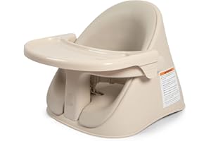 Boppy Proper Posture Floor & Booster Seat with Infant Insert - Ergonomic Baby Chair & Portable Booster Seat with Tray, Adjustable 4-36 Months, Dishwasher-Safe Tray - Oatmeal