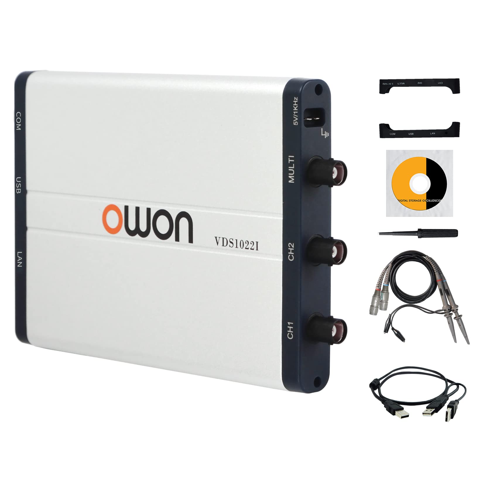 OWON VDS1022i USB PC-Based Oscilloscope - 2+1 (Multi) Channels Handheld Portable 25MHz Bandwidth With Channel Isolation for DIY and Automotive