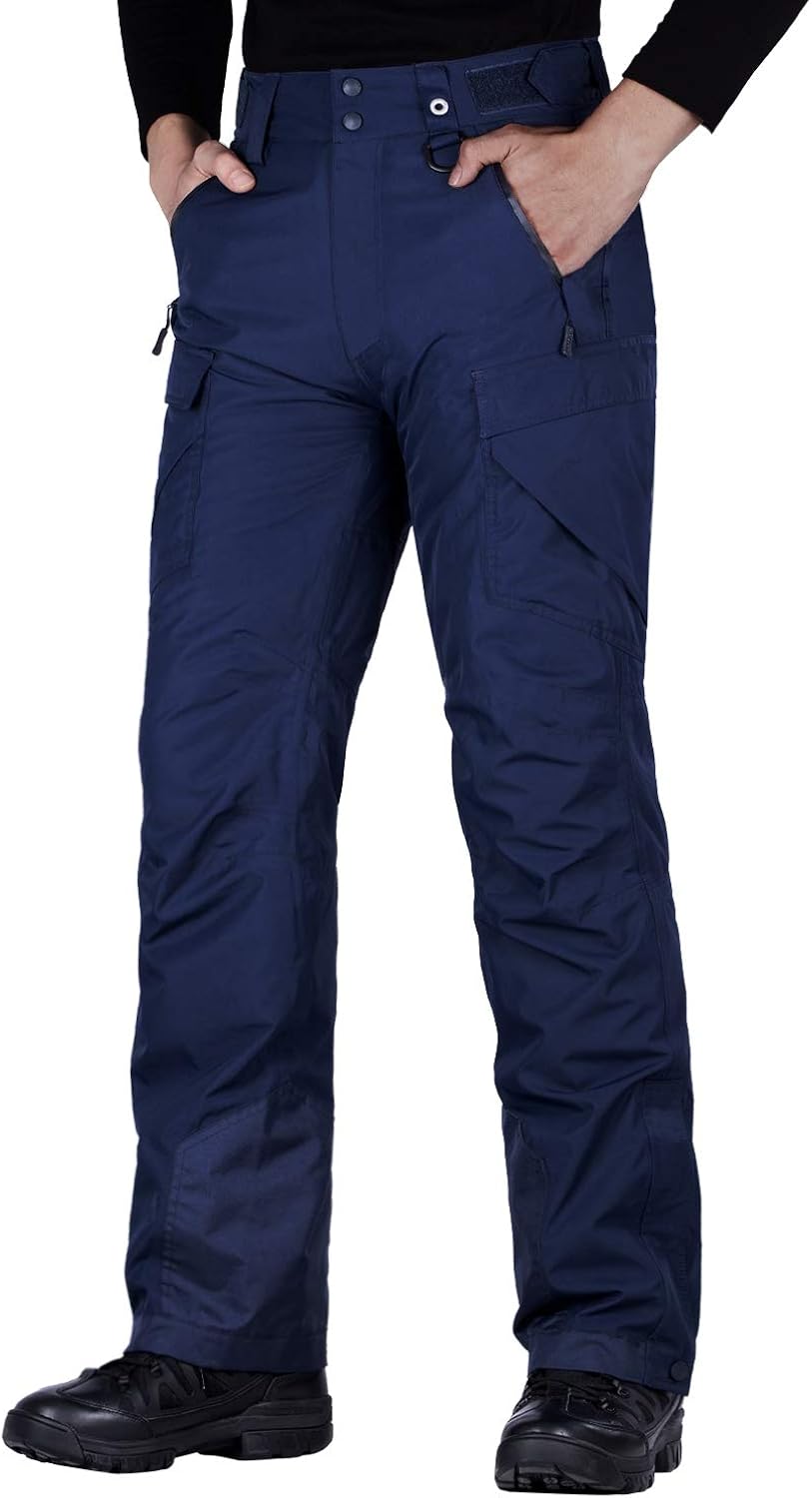 FREE SOLDIER Men's Waterproof Snow Insulated Pants Winter Skiing Snowboarding Pants with Zipper Pockets: Clothing