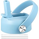 FLORAPELL Straw Lid for Hydro Flask Wide Mouth Water Bottles, Top Lids with Straw Compatible with Hydro Flask 32 40 oz, Replacement Cap Wide Mouth Accessories Flip Lid Flex Handle