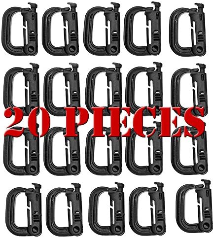 Into the Wild Multipurpose D-Ring Grimloc Locking for Molle Webbing (Black) (20pcs)