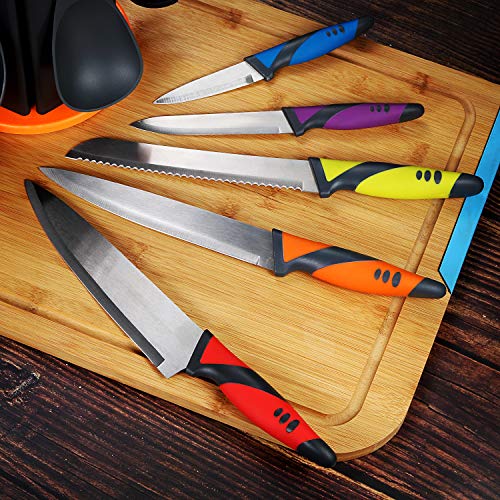 Kitchen Utensil Set & Kitchen Knife Set - 6 Piece Nylon Nonstick Cooking Utensil Set & 5 Piece Cook Knife Set with Rotating Knife & Utensil Holder - Kitchen Tools include Knife,Turner,Spatula & Spoon