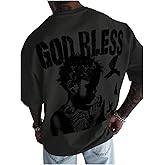 SHENHE Men's Crew Neck Graphic Tee Letter Pigeno Short Sleeve Drop Shoulder Top Shirt