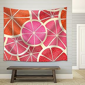 Grapefruit Seamless Background - Fabric Wall Tapestry Home Decor - 51x60 inches