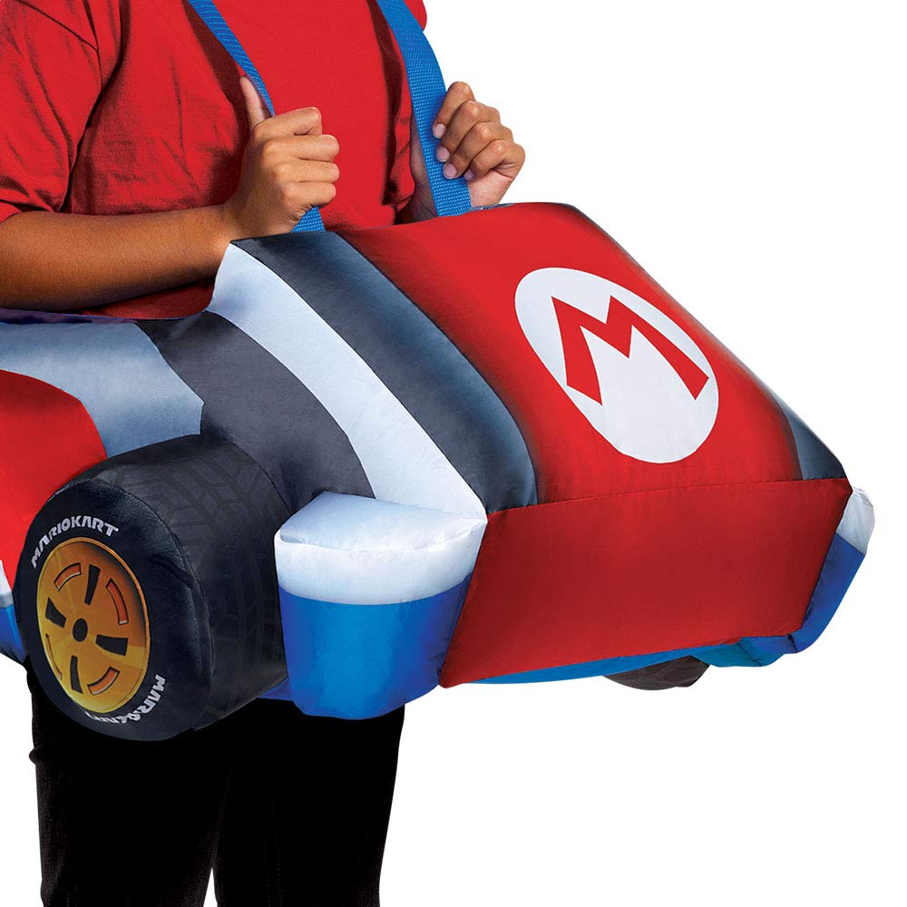 Disguise Super Mario Costume, Inflatable Nintendo Mario Kart Boys Outfit, Fan Operated Expandable Character Blow Up Suit Red & Blue, Childrens Size