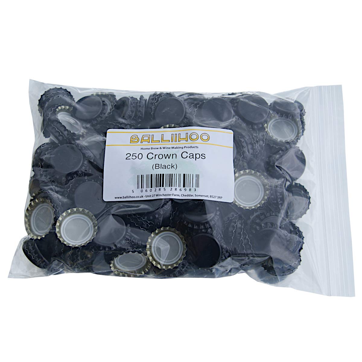 BALLIIHOO Pack of 250 Crown Bottle Caps - Black