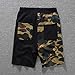Shark Pattern Camouflage Stitching Shorts Men Drawstring Black Sports Shorts