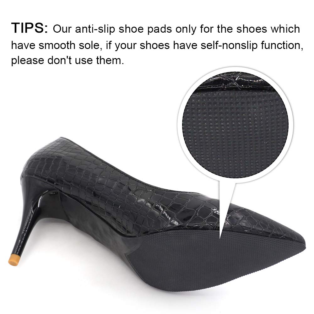 Dr. Shoesert Non-Slip Shoes Pads Adhesive Shoe Sole Protectors, High Heels Anti-Slip Shoe Grips (Black)