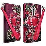 LG G Stylo Case, LG Stylo LS770 Case LG G4 Note Case by iViva For Luxury Magnetic ID Folio Wallet Case + LG G Stylo LCD Clear Screen Protector (Black Red Heart Shape)