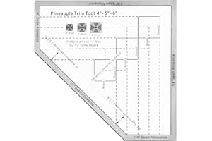 Smgda Pineapple Trim Tool Acrylic Quilting Ruler 6-1/2in x 6-1/2in Patchwork Ruler & Template for Quilt Sewing, Crafting, Pat