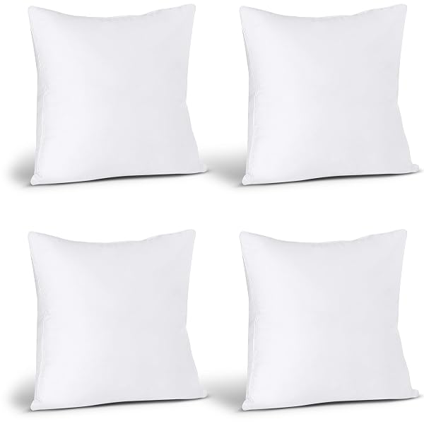 UTOPIA BEDDING THROW PILLOWS (SET OF 4, WHITE) – 22 X 22 INCHES DOWN ALTERNATIVE PILLOWS FOR BED, SOFA, AND COUCH – FLUFFY DECORATIVE STUFFER PILLOW FOR INDOORS & OUTDOORS