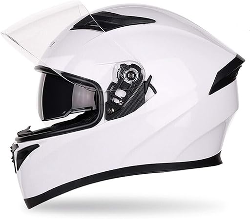 Amazon バイクヘルメット フルフェイスヘルメット メンズ レディース ダブルシールド 超軽量 耐衝撃 通気 男女兼用 おしゃれ シールド付き Bicool ホワイト1 Xxl 頭囲62 63cm フルフェイス 車 バイク