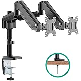 EleTab Dual Monitor Desk Mount Stand - Premium Aluminum Articulating Full Motion Computer VESA Monitor Arm, Extra Height Adjustable with Extension Pole | Heavy Duty Holds Screens Up to 17.6 lbs Each
