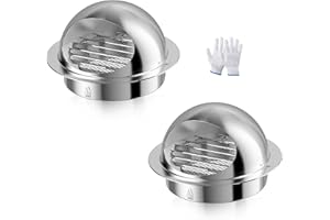 4 Inch Wall Vent Cover, HG Power Exhaust Vent with Screen Mesh, Stainless Steel Soffit Vents, Round Air Vent Covers for Outdoor Ventilation System 95mm 2PCS, Silver