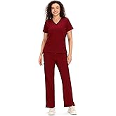 COZYFIT Scrubs for Women - COZY SCRUBS V Neck Top and Bootcut Cargo Straight Pants with 12 Pockets