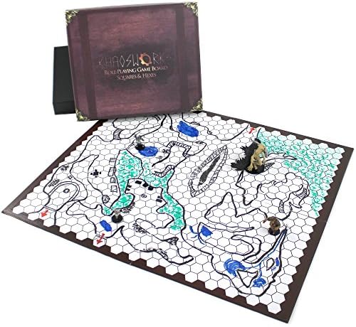 Khaosworks Role Playing Game Board: Vinyl Battle Mat Alternative- Dungeons and Dragons D&amp;D DnD Pathfinder RPG play compatible - 27''x 23'' - Two-sided: 1'' squares AND 1'' hexes - Foldable &amp; Dry Erase