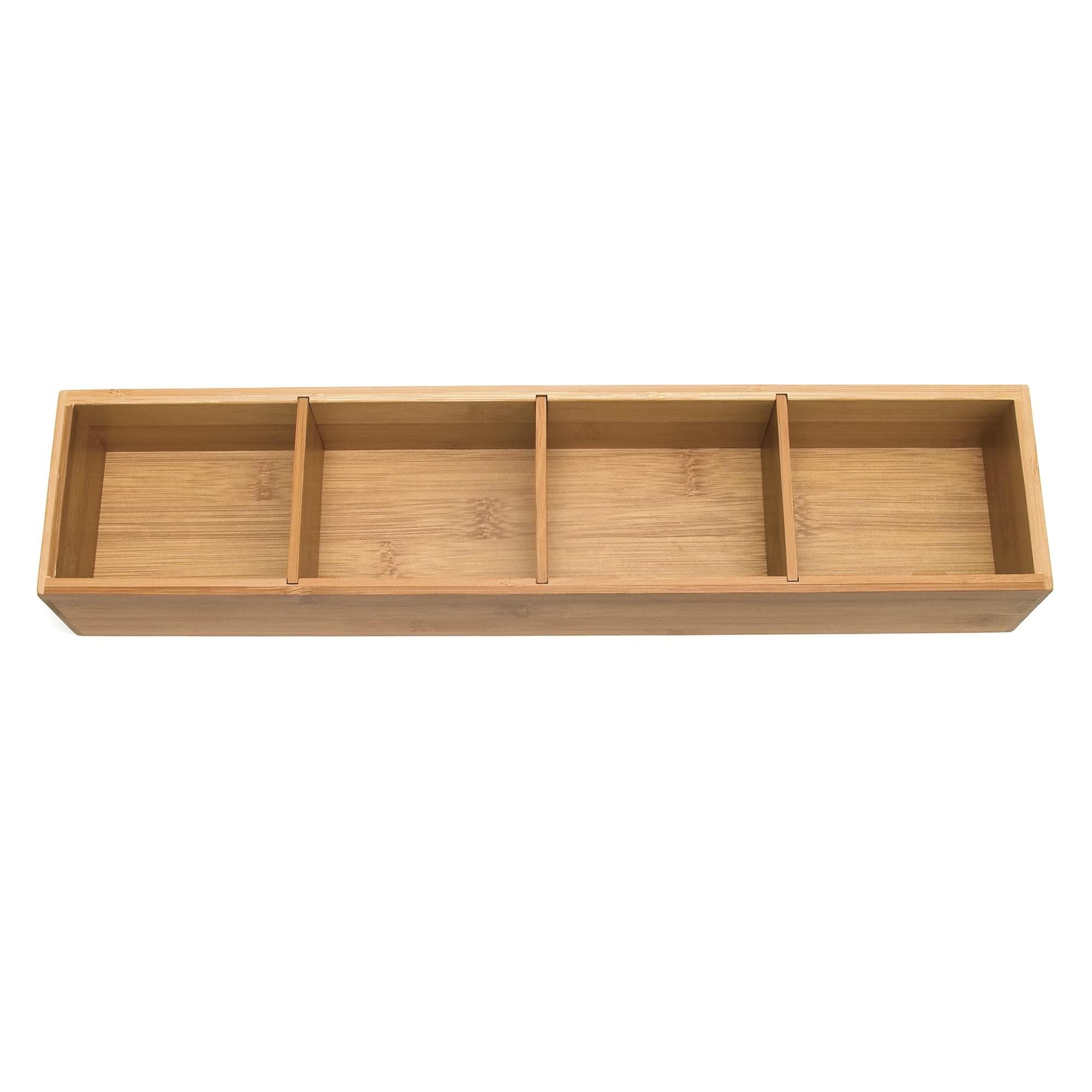Photo 1 of Lipper International 8884 Bamboo Wood 4-Part Drawer Organizer with Removable Dividers, 17-1/2" x 4" x 2-1/2"