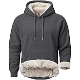 Boladeci Men's Sherpa Hoodie Pullover Heavyweight Thermal Fleece Lined Hooded Sweatshirt for Cold Weather Warm
