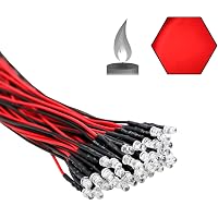 100pcs 3mm Yellow Flicker LED Lights – 12V Pre-Wired Water Clear Candle Bulbs (20CM Lead) - View #3