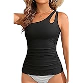 Tankini Tops for Women Swimwear - One Shoulder Swim Top Only Tummy Control Bathing Suit Top No Bottom 2025