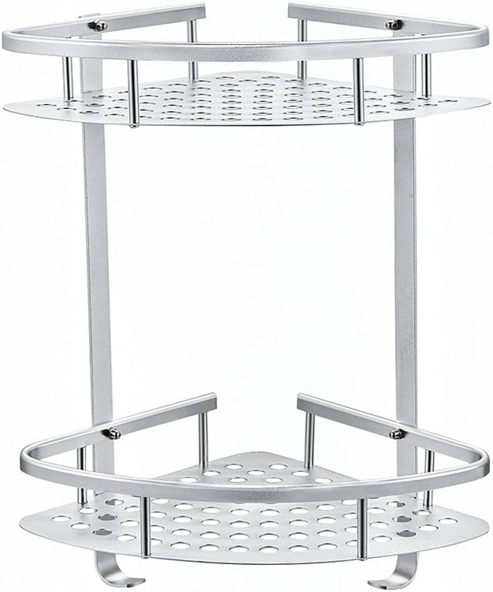 Hoomtaook Drill-free Bathroom Shelf Organizer Storage Kitchen Rack with Traceless Transparent Adhesive No Drilling Cornner Caddies Shower Shelves (white)