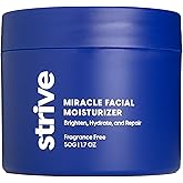 Strive Mens Face Moisturizer, Dark Circle Brightening, Anti Aging Mens Face Lotion with 4% Niacinamide+, Hyaluronic Acid & Ceramides, Hydrating Fragrance Free Skin Care Face Cream - 1.7 fl oz.