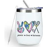 VICBOU Watercolor Lacrosse 12 oz Tumbler, Wine Tumbler Insulated Wine Glass with Lid, Lacrosse Gifts Funny Gifts for Women Men Girls Mom Team Member Players Lover Sister Birthday Graduation Christmas
