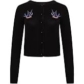 Ro Rox Swallows Cardigan Rockabilly Retro Vintage Bird Embroidery Knit Knitted