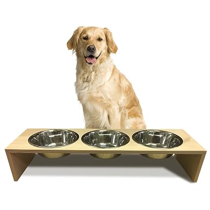 Amazon Com Tfkitchen Unfinished Maple Wood Elevated Pet Feeder