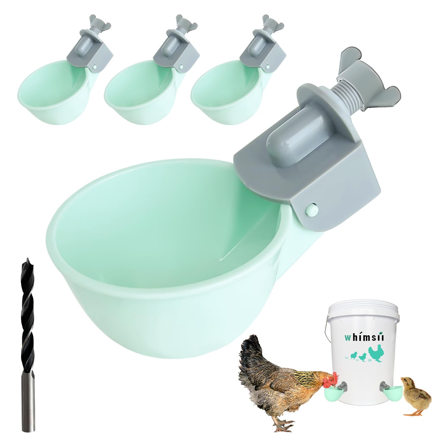 Photo 1 of (4 Pack) Chicken Water Cups Feeder, Automatic Chicken Waterer, Anti-Leak System, Holds 50% More Water, Suitable for Chicks, Chicken, Duck, Quail, Turkey