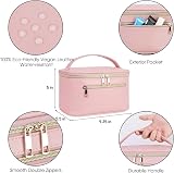 Wandering Nature Travel Makeup Bag with Brush Compartment Pink PU Leather view 5