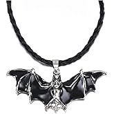 Caiyao Vintage Black Bat Pendant Necklace Exaggerating Animal Punk Necklace for Men