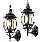 VIANIS Outdoor Garage Lights Wall Mount, Dusk to Dawn LED Outdoor Lighting Wall Lanterns for Porch, Black Exterior Light Fixt
