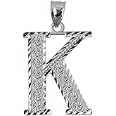 .925 Sterling Silver Initial Letters A-Z Charm Pendant Available in Small, Medium and Large