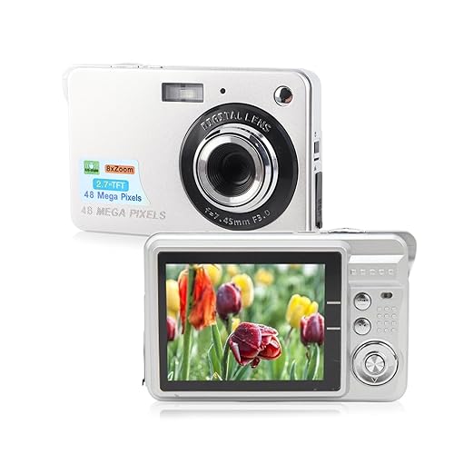 Digital Camera, 48MP 4K HD Pocket Compact Camera with 2.7 Inch TFT Screen, 8X Zoom Autofocus, Anti Shake, Portable Vlogging Camera, for Boys Girls Kids