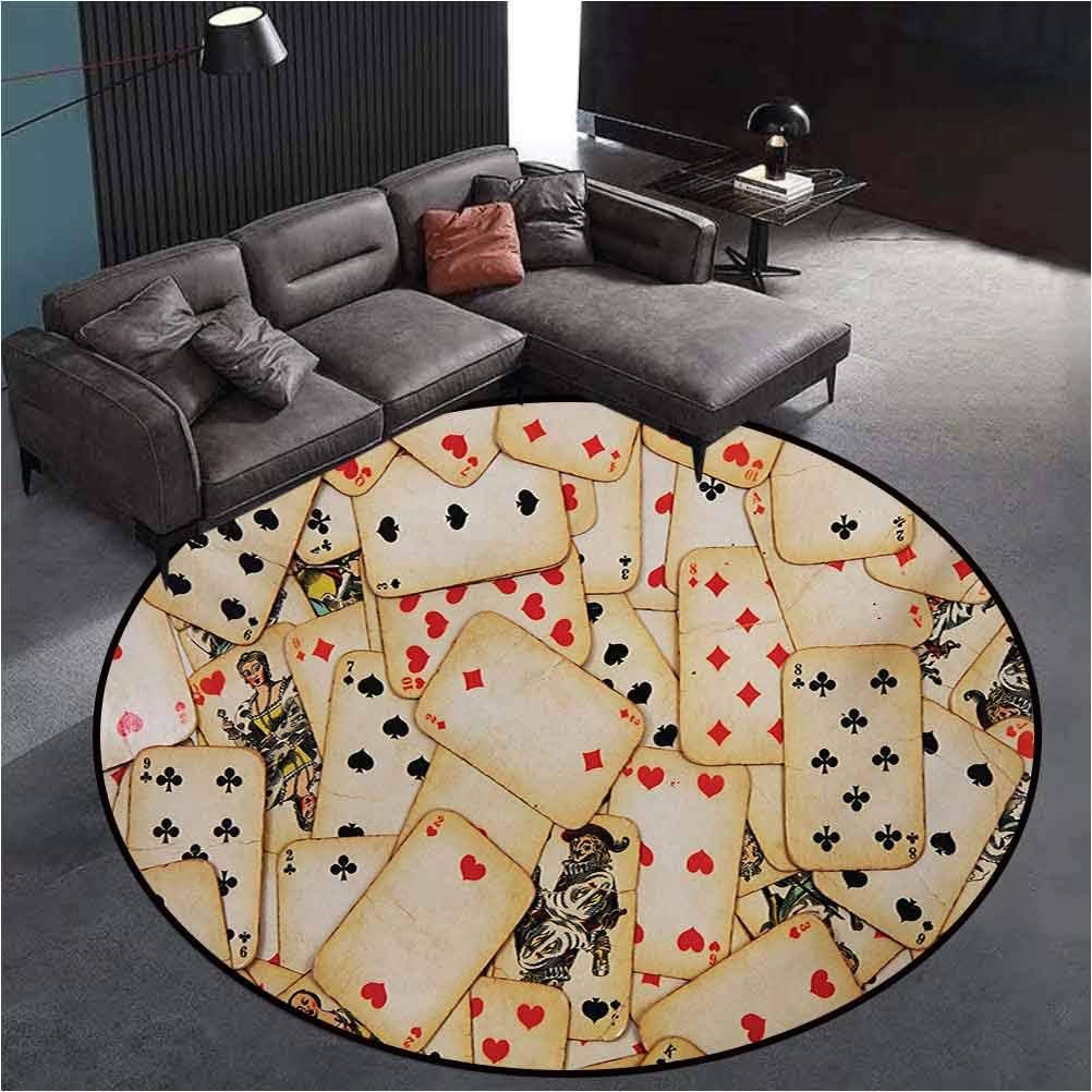 Casino Fluffy Round Area Rug Modern Geometric