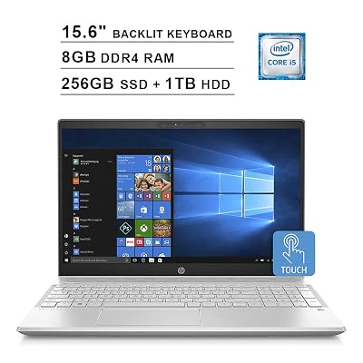 2019 Newest HP Pavilion 15.6 Inch HD Touchscreen Laptop Intel 4-Core i5-8265U up to 3.9 GHz, 8GB RAM, 256GB SSD  1TB HDD, Intel UHD 620, Backlit