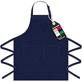 ELEGAHOUSE Unisex Apron with Pockets for Cooking, Salon & Art - 100% Cotton Adult Kitchen, Chef, Stylist Apron (Blue)