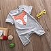 Baby Boys Girls Short Sleeve Cute Cartoon Fox Romper