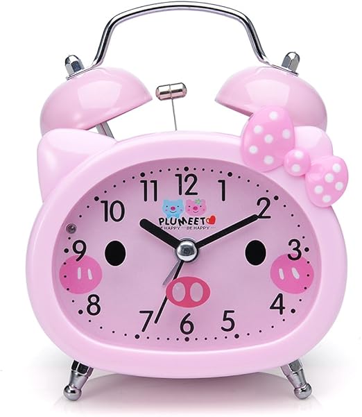 Plumeet Twin Bell Alarm Clock for Kids, Silent NonTicking Quartz Desk