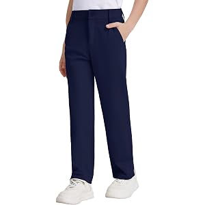 Boys Golf Pants, Quick Dry Performance Dress Pants for School Uniforms | Easy Care Flat Front Chino Slacks with Stretch for T