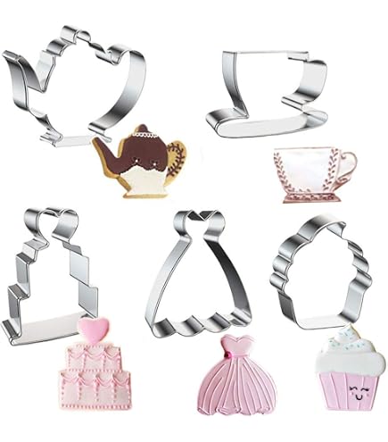 Tea Party Cookie Cutters 4-Pack - Teapot, Teacup, Stacked Cups & Teabag Shapes For Baking & Celebrations