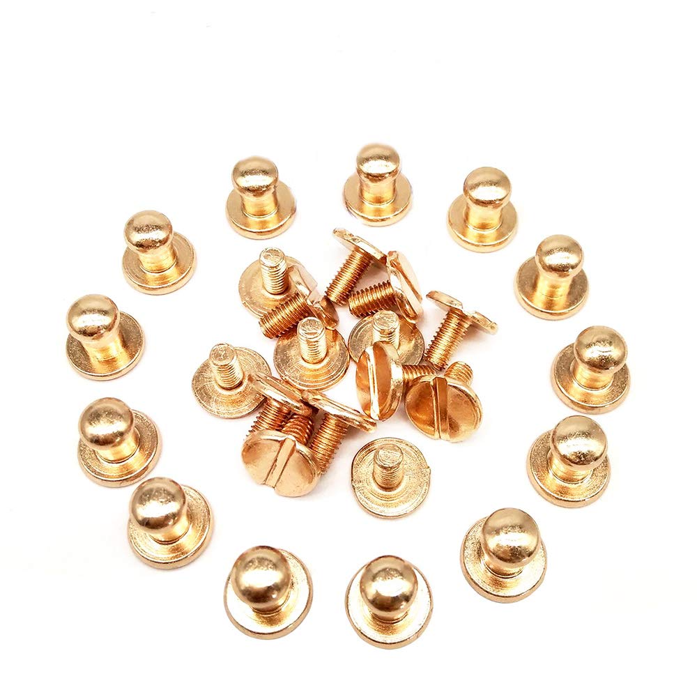 YICBOR 60pcs/Pack 5x8x8mm Alloy Screw Knob Rivets Handmade Crafts ZD-015 for Belt Shoes Watchband Metal Silver/Black/Bronze/Gold (Gold)