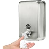Stardrix Stainless Steel Foam Hand Soap Dispenser, 1100ml / 37oz Wall Mount Foaming Soap Dispenser with Improved Premium Non-Leak Pump and Corrosion-Proof Liner for Commercial and Residential Use