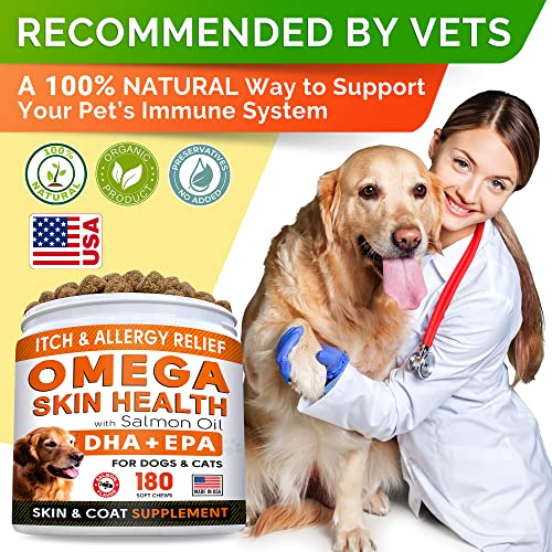 Fish Oil Omega 3 Treats for Dogs Allergy and Itch Relief Skin and Coat Supplement Joint