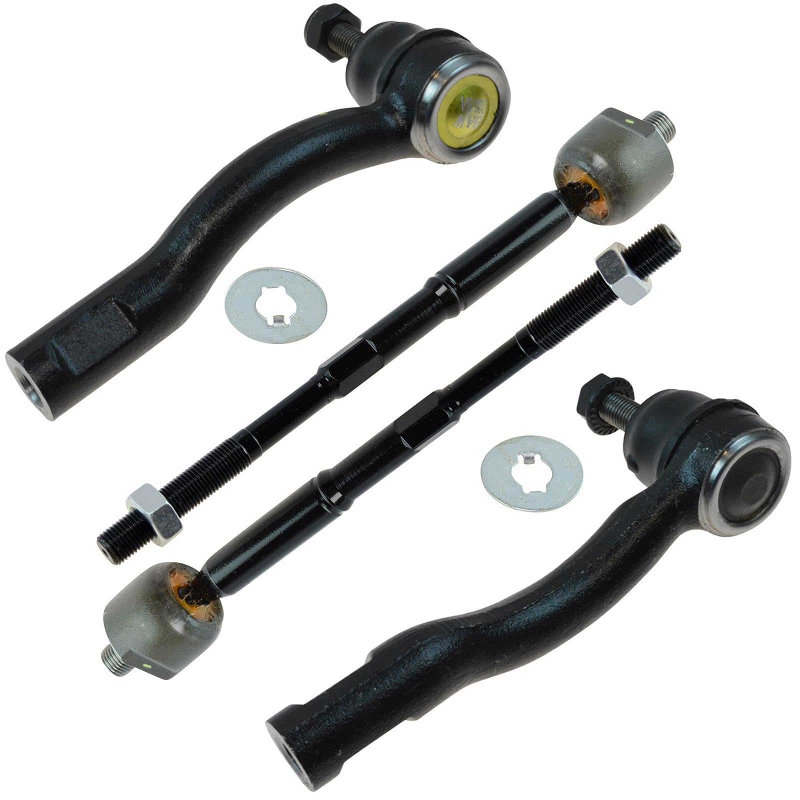 TRQ Front Inner and Outer Tie Rod Set 4 Piece Compatible with 2007-2012 Nissan Sentra Image