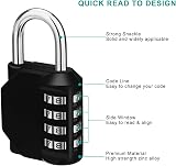 ZHEGE 4 Digit Combination Padlock for Locker Gym Outdoor Weatherproof Black Blue view 3