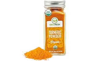 Geo-Fresh Organic Turmeric Powder, 1.76 oz – Turmeric Powder Organic for Cooking – USDA Certified, Non-GMO, Kosher, Gluten-Free – Ground Turmeric Root with Curcumin